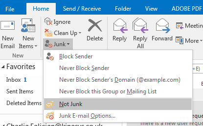 How to stop emails going to the Junk folder - Kinesys
